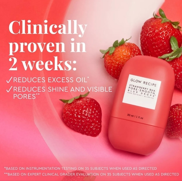 Glow Recipe Strawberry BHA Pore-Smooth Blur Drops Serum, 30ml, NIB - Picture 5 of 9